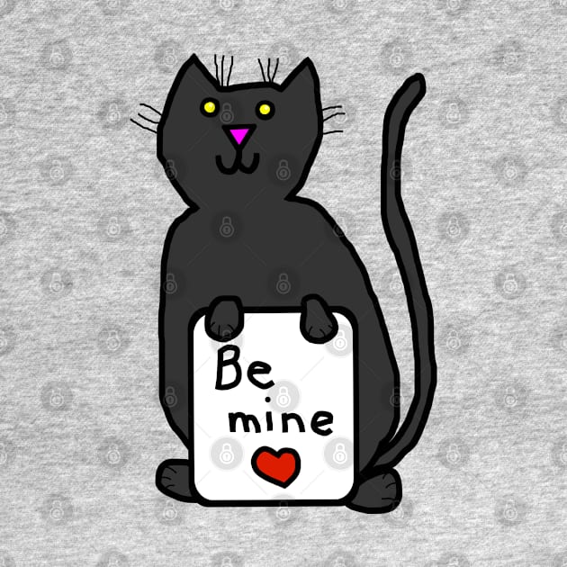Cute Cat says Be Mine on Valentines Day by ellenhenryart
